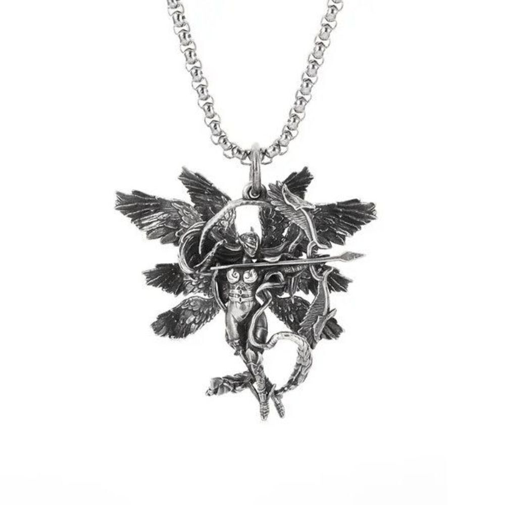 Eight Winged Archer Angel Stainless Steel Unisex Pendant Necklace
